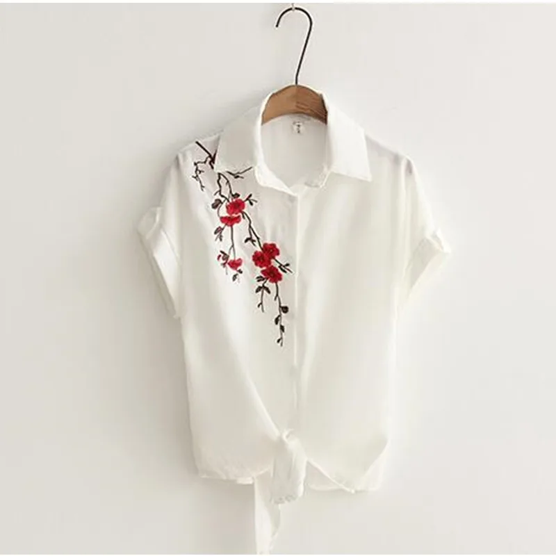 nvyou gou White Floral Embroidery Blouse Women Stripe Short Sleeve Top 2018 Summer office Turn Down Collar Casual Loose Shirt nvyou gou White Floral Embroidery Blouse Women Stripe Short Sleeve Top 2018 Summer office Turn Down Collar Casual Loose Shirt