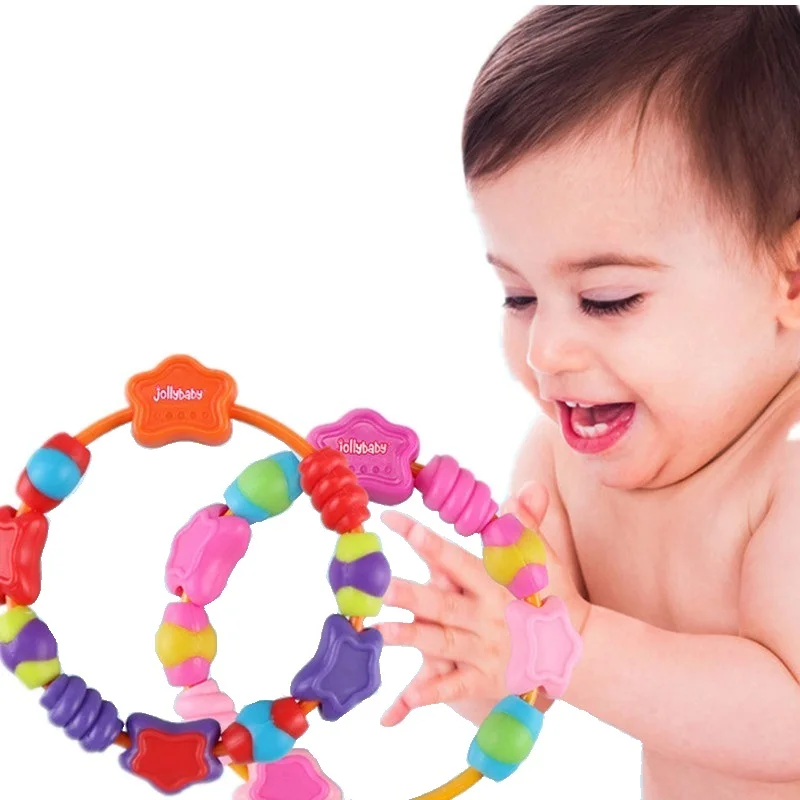 Sozzy Infant Molar Circles Safety Baby Bracelet Teether Tooth Training Grasping silicon Toys