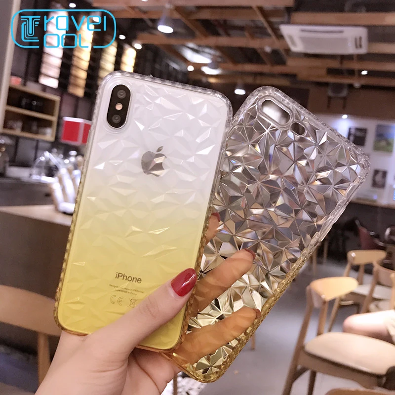 Мягкий градиентный чехол для iPhone X XS MAX с кристаллами внутри цветной s 6 S 7 8 Plus