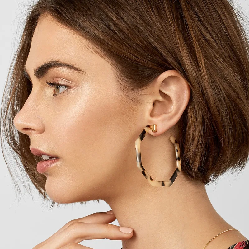 

1pair Exaggerated Polygonal Twilight Acrylic Large Edition Earrings Female Acrylic Sheet Personality Leopard Earrings Earrings