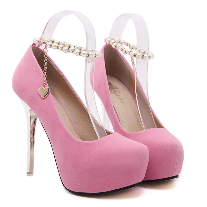 Женские летние босоножки на очень высоком каблуке 12,5 см туфли-лодочки на шпильке с жемчужной пряжкой с миндалевидным носком; цвет черный, розовый; туфли на высоком каблуке в Корейском стиле