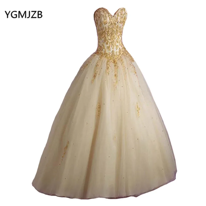 Винтажное бальное платье красного цвета шампанского, Золотое кружевное милое платье Vestidos De 15 Anos 16