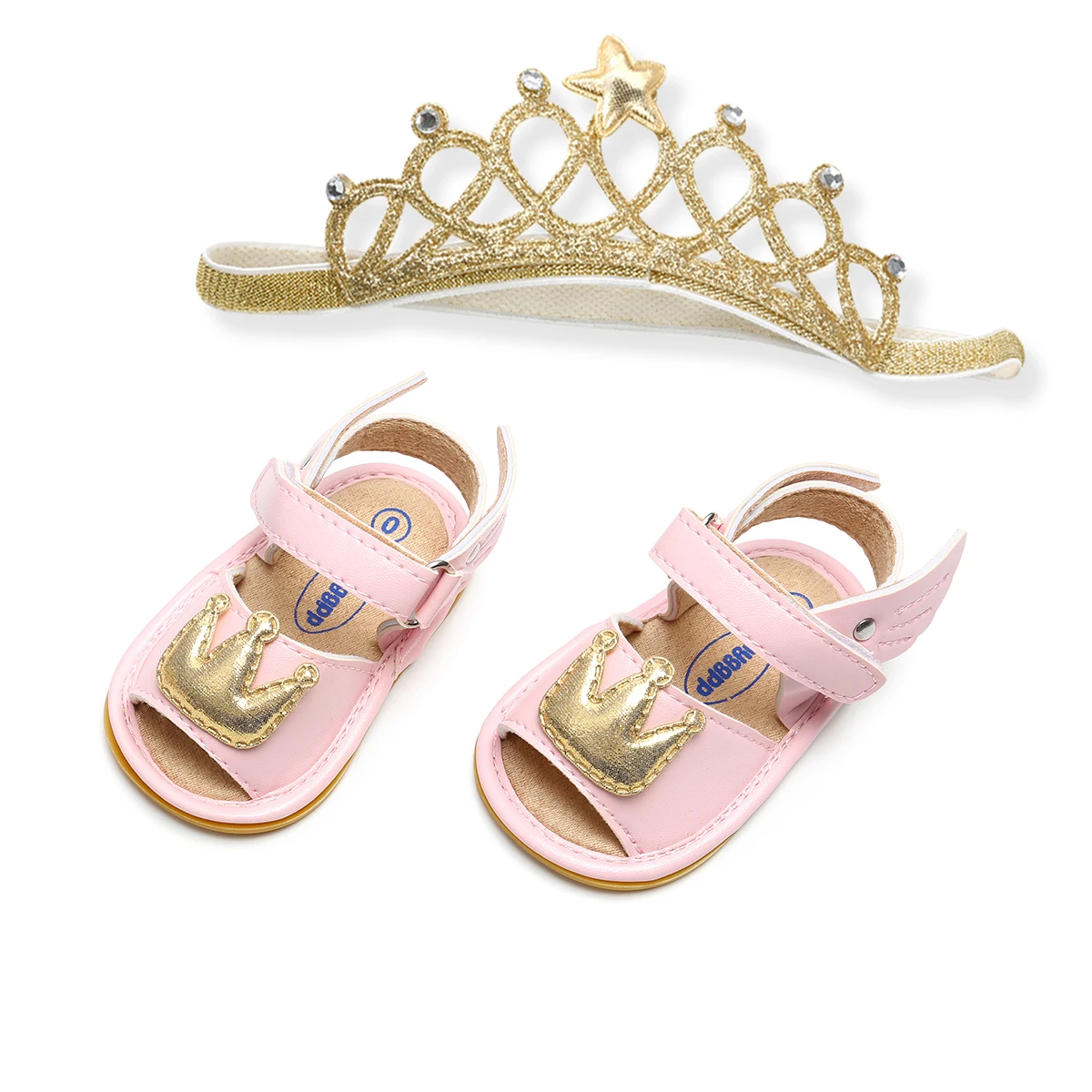 "Корона" стиль Pu детские сандалии дизайн обувь и наборы повязок на голову