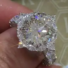 Большие обручальные кольца AAA с кубическим цирконием,, 925 пробы серебряные со стразами, Модные CZ камни, свадебные ювелирные изделия для женщин