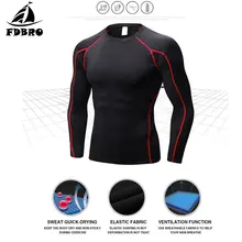 FDBRO мужские футболки с длинным рукавом, быстросохнущие компрессионные футболки для бега, фитнеса, облегающие футболки для тенниса, футбола, тренажерного зала, спортивная одежда