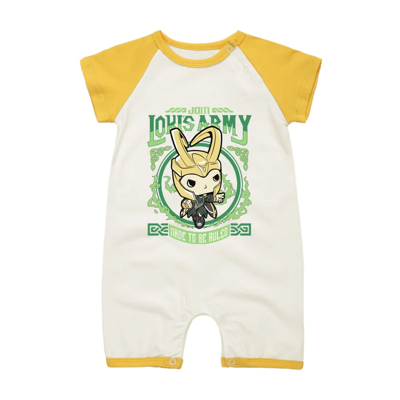 Kawaii/летние комбинезоны для маленьких мальчиков и девочек; Одежда для новорожденных с рисунком Локи; хлопковые комбинезоны с круглым вырезом для малышей - Цвет: 1745