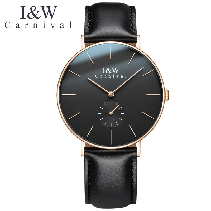 

Top Brand Carnival Men Watches Ultra Thin Stainless Steel Band Analog Display Quartz watch Luxury Wristwatches Relogio Feminino