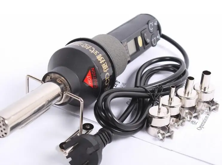 

50pcs/lot 220V LCD Adjustable Electronic Heat Hot Air Gun Desoldering Soldering Station IC SMD BGA Rework 4 Nozzle 8018LCD