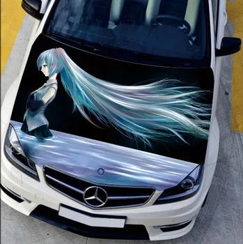 

EMS Shipping DIY Cartoon 135*150cm Car Engine Hood Sticker Pretty Girl Styling Head Roof Decal Decor Carbon Vinyl Waterproof
