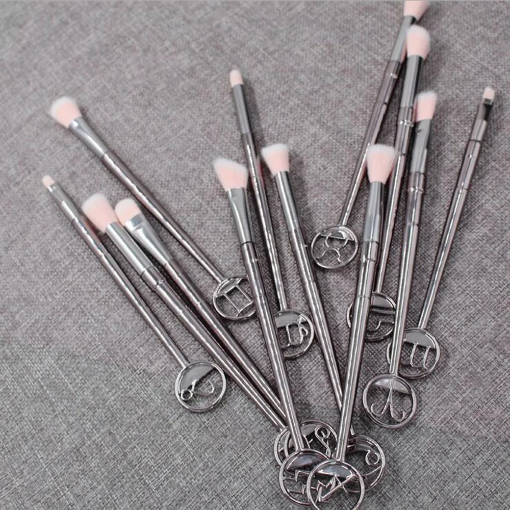 Pincéis de Maquiagem Ferramenta de Fibra Conjunto Punho Plástico Corar Sombra Sobrancelha Escova Cosmética Sintética Macia Constelações 12 Pçs - Set 6 Ferramenta de Fibra Sintética Macia 12 Constelações