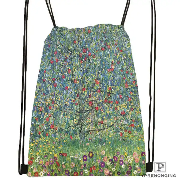 Custom Gustav_Klimt@ 5 походная сумка на шнурке милый рюкзак для детей(черная спинка) 31x40 см#20180611-02-98