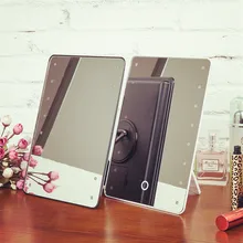 New LED Lighted Makeup Mirror Smart Touch Button With 16 LED Lights 180 Degree Free Rotation Compact Tabletop Mirrors Cosmetic