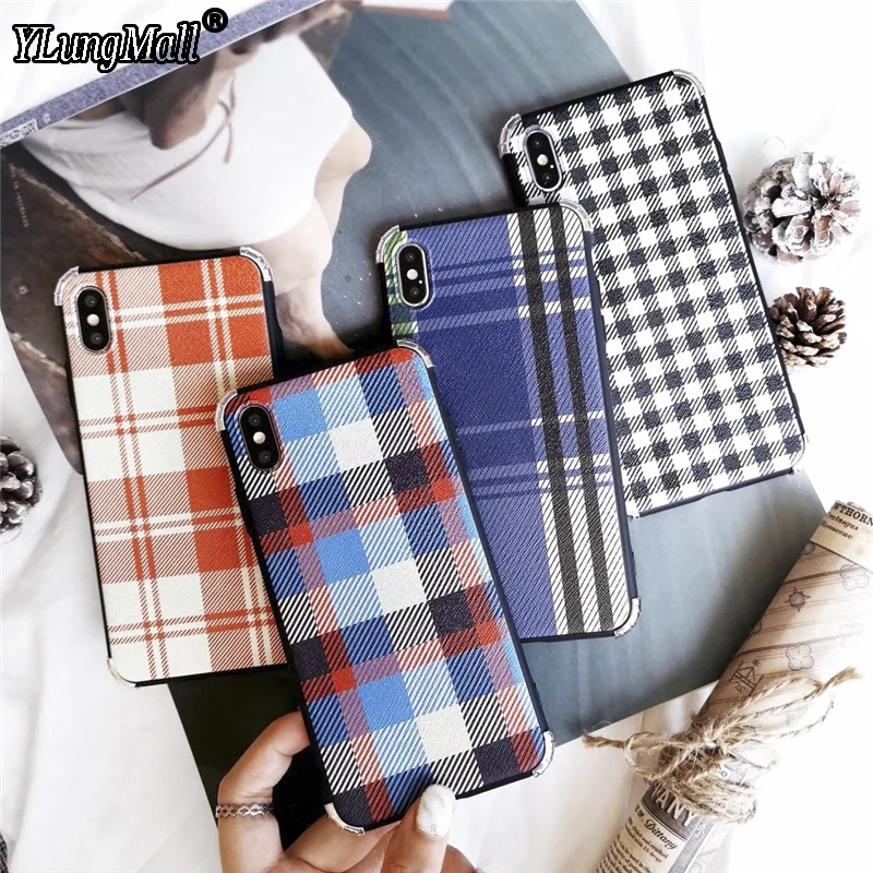 

Luxury Grid Case for iPhone Xs Max XR X Case Soft Anti-knock Back Cover Case for iPhone 7 8 Plus Case iPhone 6 6s Plus Coque