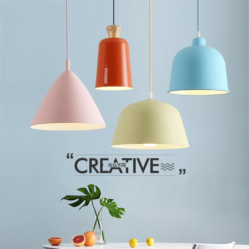 

Fanlive Nordic chandeliers three personality Macaron post-modern minimalist bar cafe clothing store small chandeliers