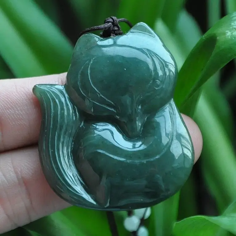 

certified Natural "Grade A" Light green Jadeite Jade Pendant ~fox 10.19