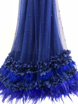 

2019 Newest Arrival Beautiful French 3D Beaded Lace Fabric Fashion Bright African Nigerian Lace Fabric for Party Dress ZA36