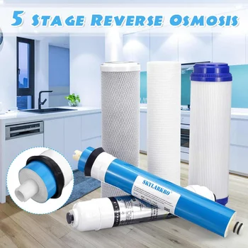 

5 Reverse Osmosis RO Replacement Water Filter Kit With 75 GPD Membrane Water Filter Cartridge Household Water Purifier
