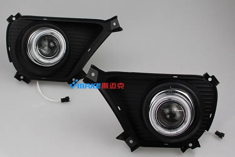 

eOsuns CCFL angel eye led daytime running light DRL + halogen Fog Light + Projector Lens for Mitsubishi zinger