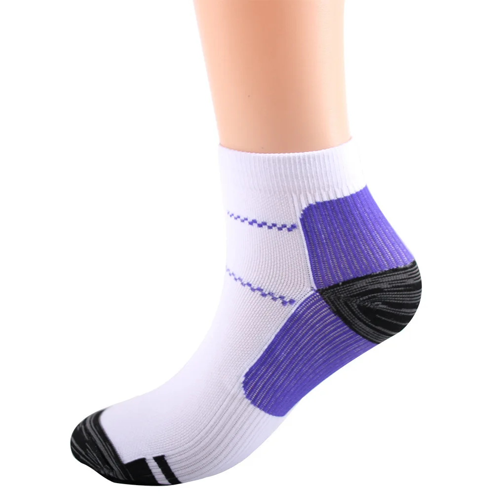 Летние популярные Компрессионные носки, короткие, невидимые, дышащие, для спорта на открытом воздухе, спортивные, нейтральные, для мужчин и женщин, harajuku, белые - Цвет: Фиолетовый