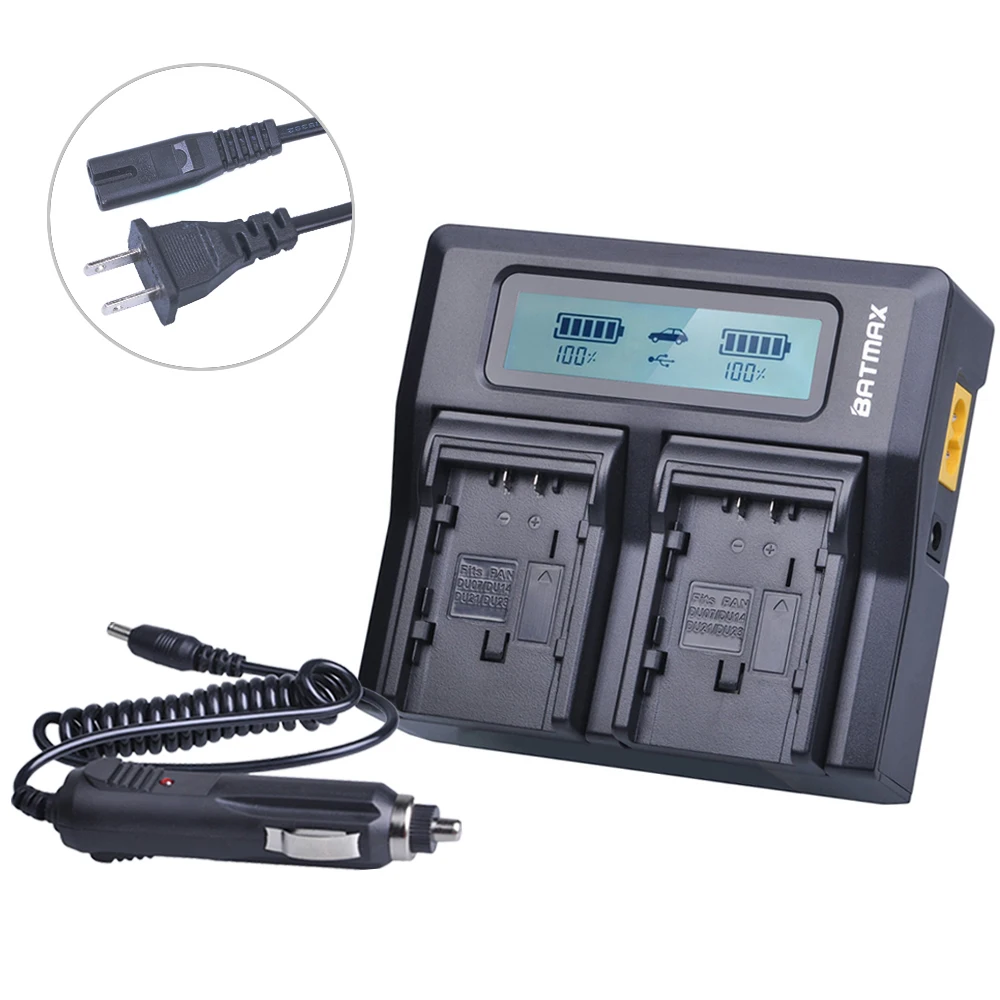 

Ultra Fast LCD Dual Charger for Panasonic VW-VBG130 VW-VBG260 VW-VBG6 VW-VBD070 VW-VBD140 VW-VBD210 DU07 DU14 DU21 Cam Batteries