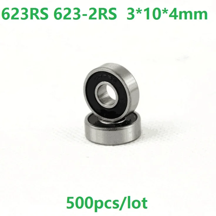 

500pcs/lot 623RS 623-2RS 623 RS 2RS Miniature ball bearings 3*10*4mm Deep Groove Ball bearing 3x10x4mm