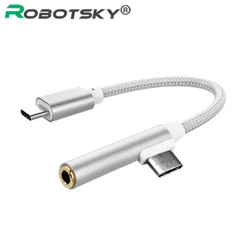 

Robotsky Type C Headset Converter Cable 2 in 1 Type-C To 3.5 Jack Audio Cable and Charger Music Adapter For Xiaomi Mi6 Letv Pro