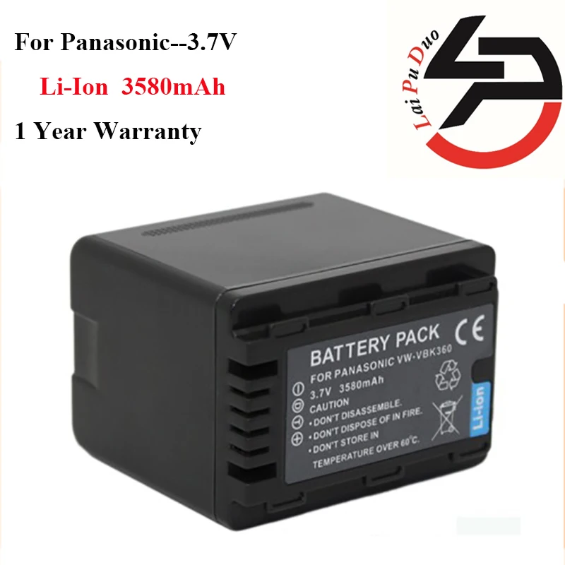 

Brand New 3580mah Replacement Camera Battery For Panasonic VW-VBK360 VW-VBK180 HDC-TM9 SD90 HS80 TM80 SD80 TM40 SD40