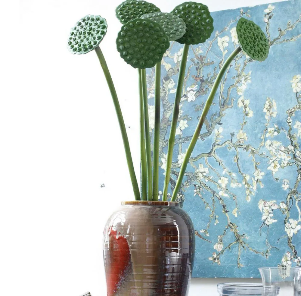 6pcs Artificial flowers single branch plastic lotus flower simulation