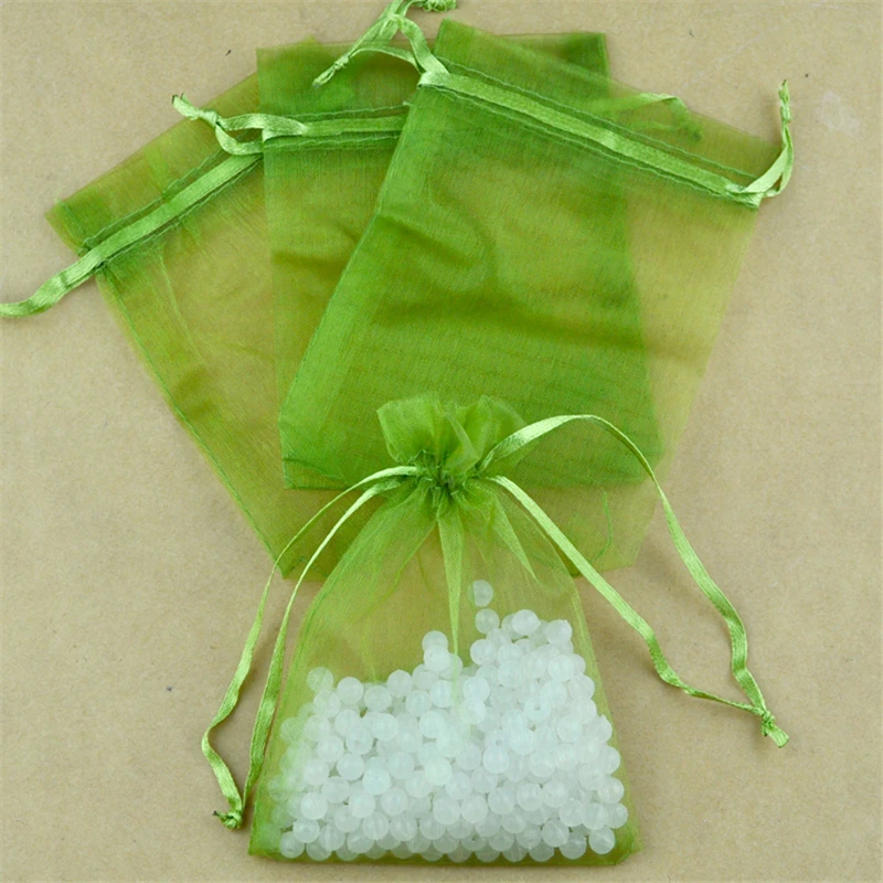 wholesale 100pcs 13x18cm Organza gift bags olive green color Drawable