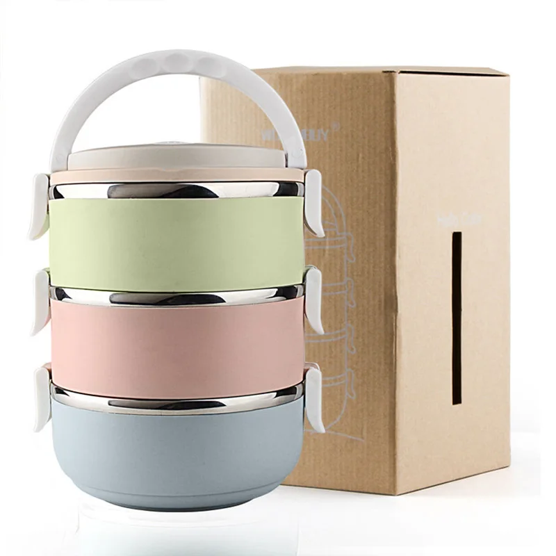 3 Layer Stainless Steel Thermo Bento Lunch Boxs Japanese Food Box Insulated Lunchbox Thermal School Food Container w/ Handle