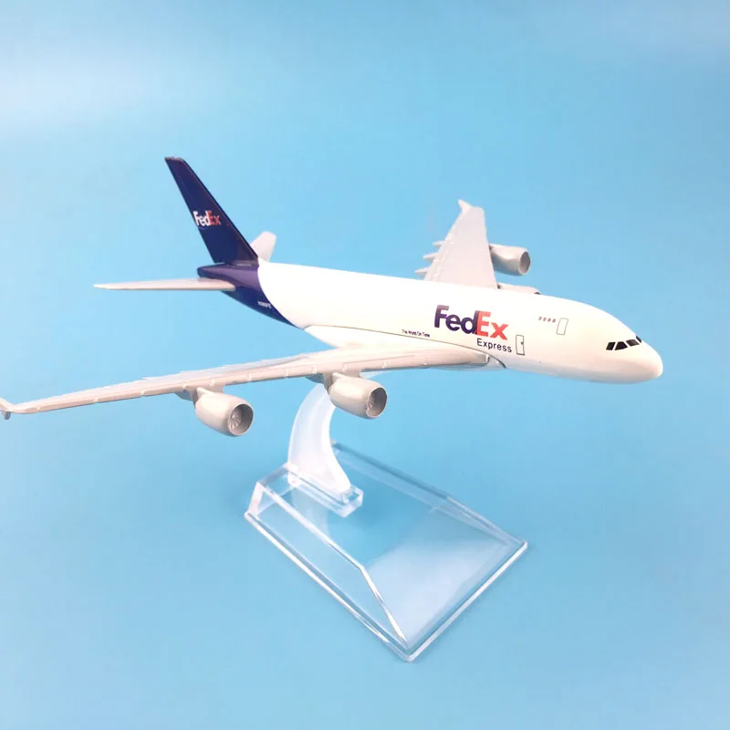 A380 FEDEX EXPRESS Airline MODEL PLANE AIRCRAFT Kids Toys 16CM Alloy Metal Model Plane W Stand Aircraft Toys Birthday Gift 6