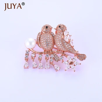 

Elegant New Cubic zirconia micro paved love birds dressing brooch pin lady scarf buckle jewelry accessory women Christmas gift