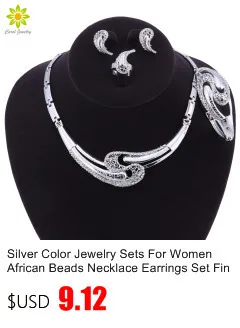 Комплекты Африканской бижутерии Дубаи Серебряные комплекты ювелирных изделий Модные нигерийские Свадебные Африканское ожерелье из бусин серьги набор