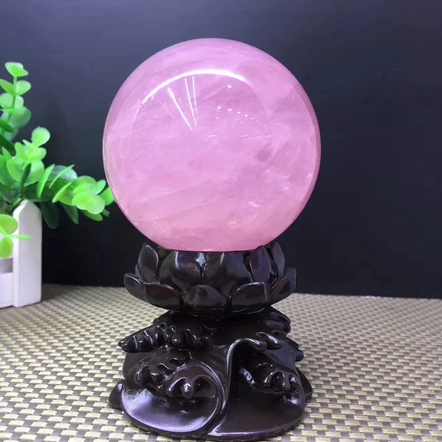 

Mujia beautiful natural pink crystal stone oval ball for Christmas gift