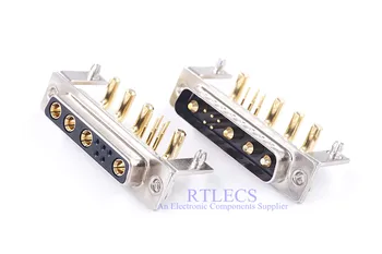 

1 piece High Current 30 Amp Hybrid D-Sub Connector 9w4 Male Female 5+4 Power Mixed Contact Right Angle With Metal Bracket
