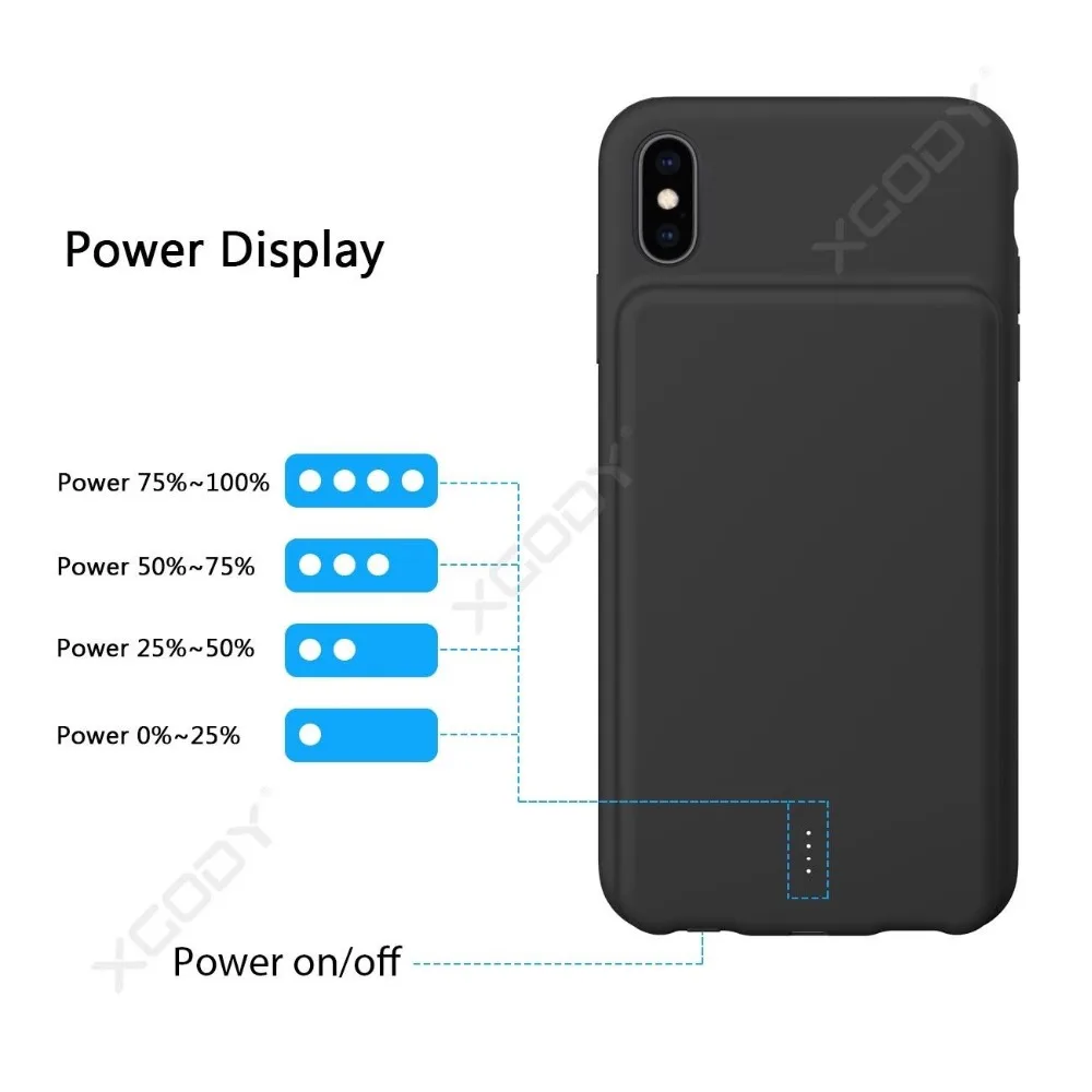 Умный зарядный чехол XGODY 5000 мАч для iphone XR XSMAX внешнего аккумулятора запасной