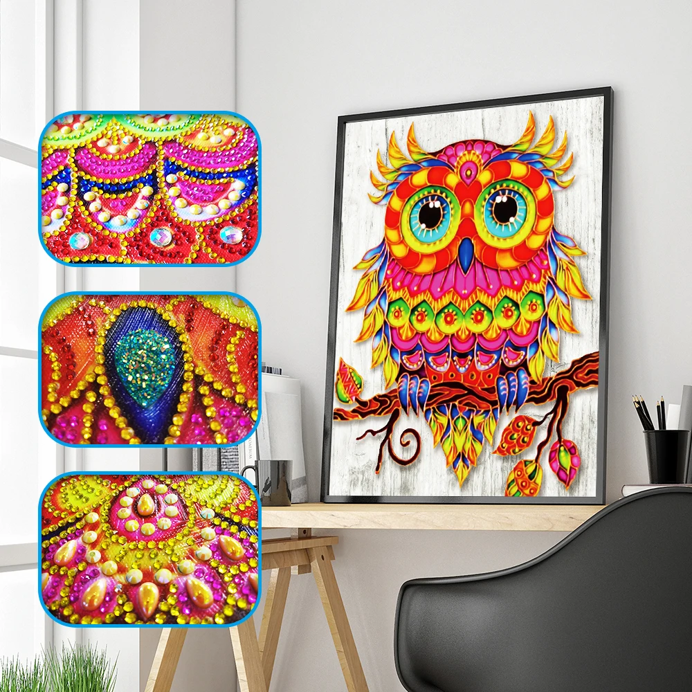 

Special Shaped Diamond Painting Lovely Owl 5 Style DIY 5D Partial Drill Cross Stitch Kits Crystal Diamond Paintings Home Decors