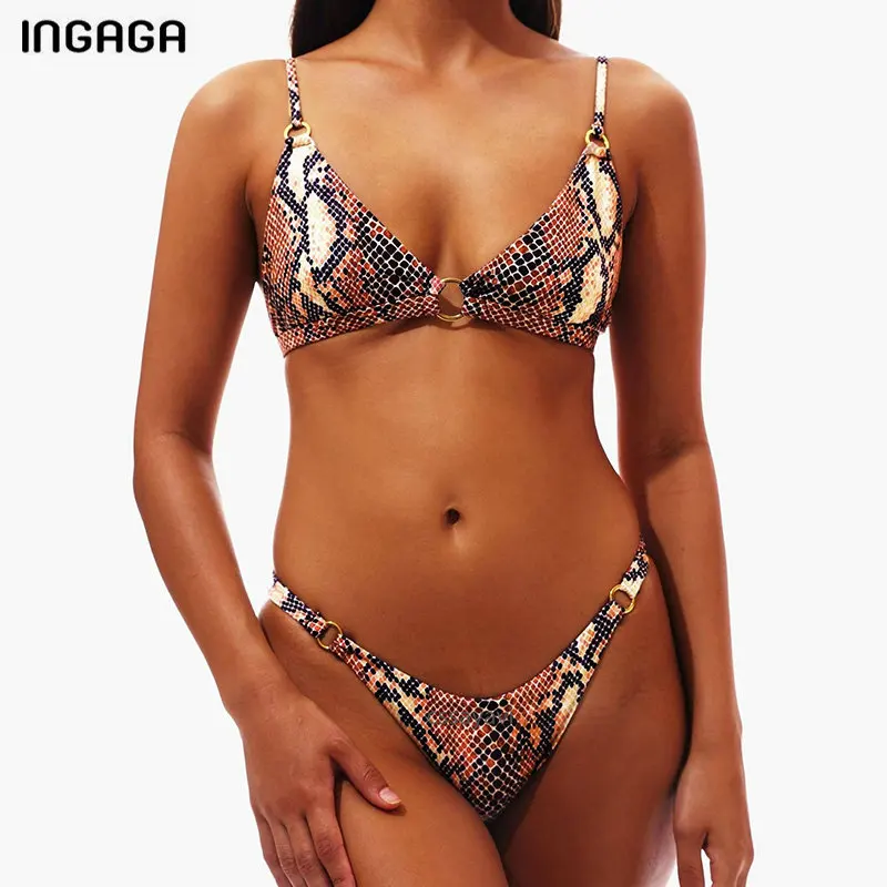 

INGAGA Snake Printing Bikini Push Up Swimwear Women New Sexy Swimsuit High Cut Bathing Suit Women Thong 2019 Brazilian Bikinis