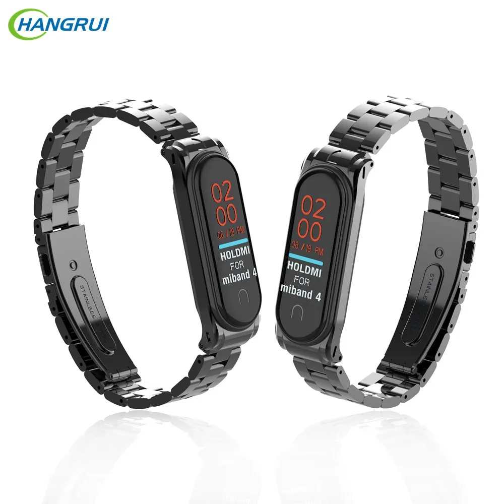

Stainless steel Wrist Strap For Mi Band 4 3 Replacement Watch Band For Mi Band 3 Smart Bracelet Metal Wearable Accessories