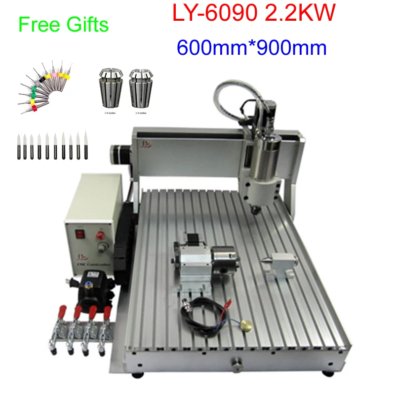 2.2квт фрезерный станок с ЧПУ LY 6090 3 оси 4 оси гравировальный станок с ЧПУ с шпинделем и шариковым винтом Бесплатный налог на Россию