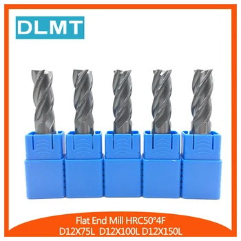 

HRC50 4F-D12X75L D12X100L D12X150L 4 Flute 1pcs 12mm Extended tungsten steel cutter Overall alloy spiral groove machining
