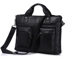 Vintage Real Genuine Leather Handbag Men Messenger Bags Commercial Briefcase men’s travel bags business 15.6″ Laptop #VP-J7177