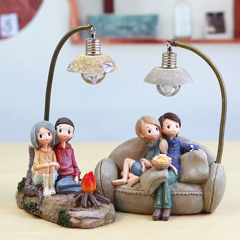 Resin Cute Couple Model Figurines Lovers People Miniatures Living Room