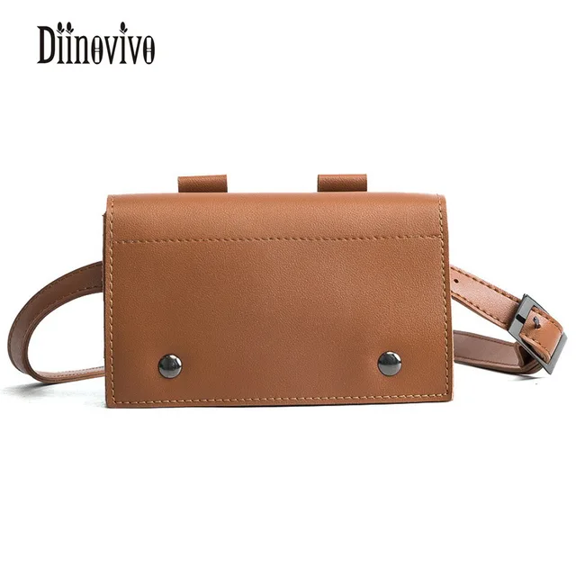 DIINOVIVO Multifunction Mini Chains Waist Packs Fashion Casual Wallet-Female PU Womens Messenger Bags Leather Belt Bags DNV0167