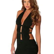 Сексуальное женское белье нарядное платье Клубное праздничное черное платье Одежда для танцев AM4020