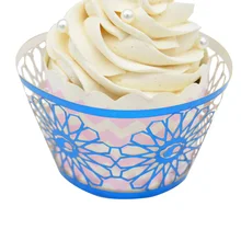 Лазерная резка Eid Рамадан синий пользовательские обертки для кексов 50