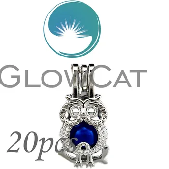 

20x KK722 Silver Cute Owl Beads Cage Jewelry Making Essential Oil Diffuser Aromatherapy Pearl Cage Locket Pendant