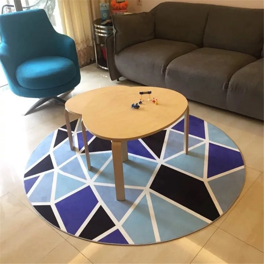 Moderne blaue geometrische runde bereich teppich 80c100120160 cm alfombras dormitorio