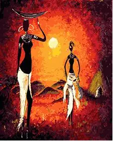 

cioioil-T193 African woman under the sunset figure picture painting by numbers art canvas painting for home decor