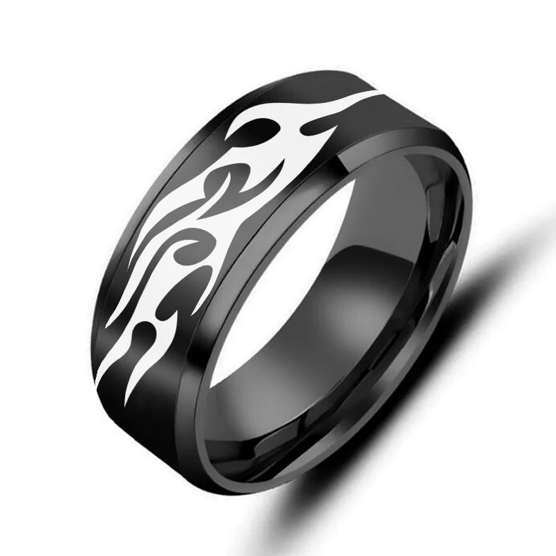 

New fashion jewelry engraving retro pattern inner ring men's ring punk motorcycle